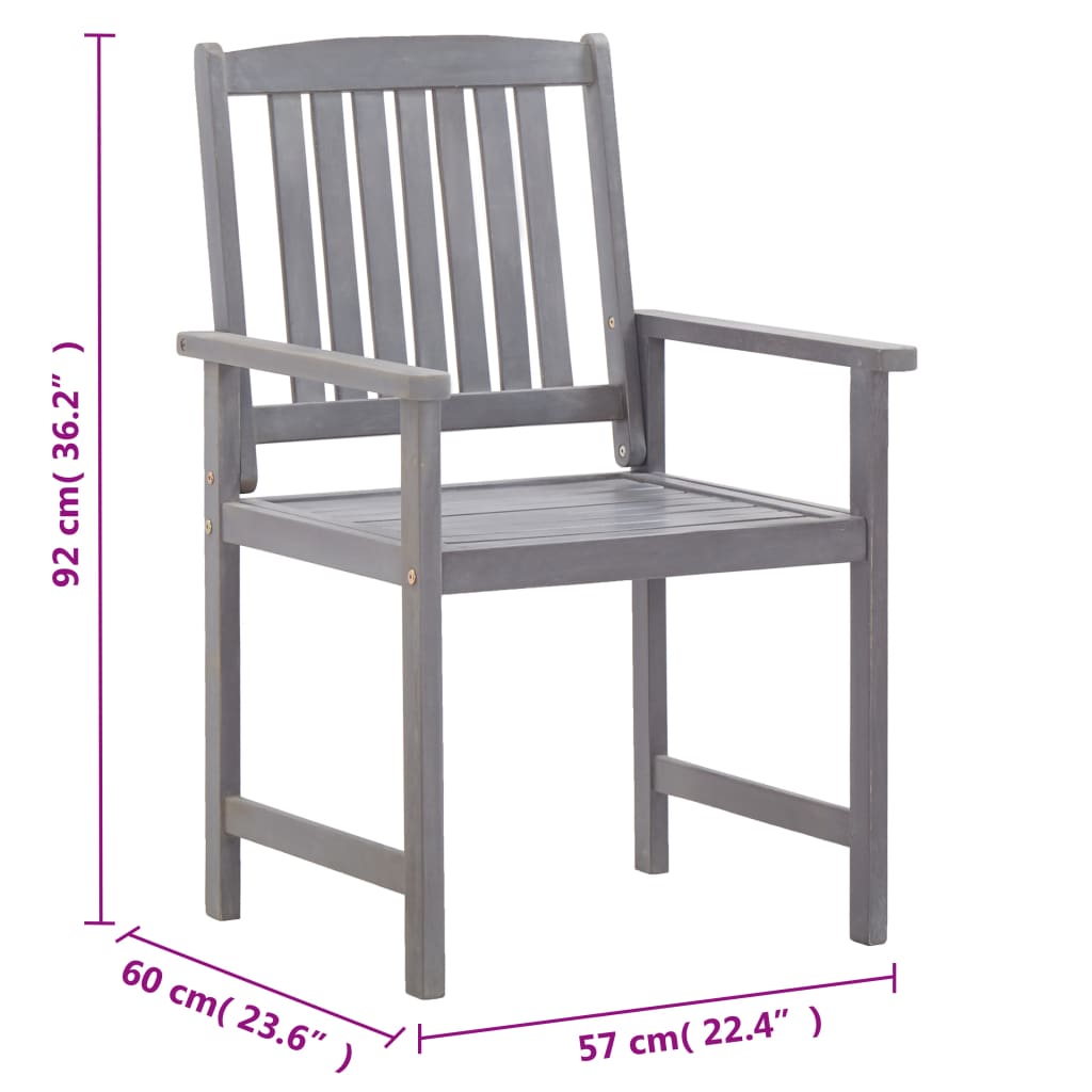 Set de comedor de jardín 5 piezas madera maciza de acacia gris