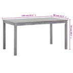 Set de comedor de jardín 5 piezas madera maciza de acacia gris