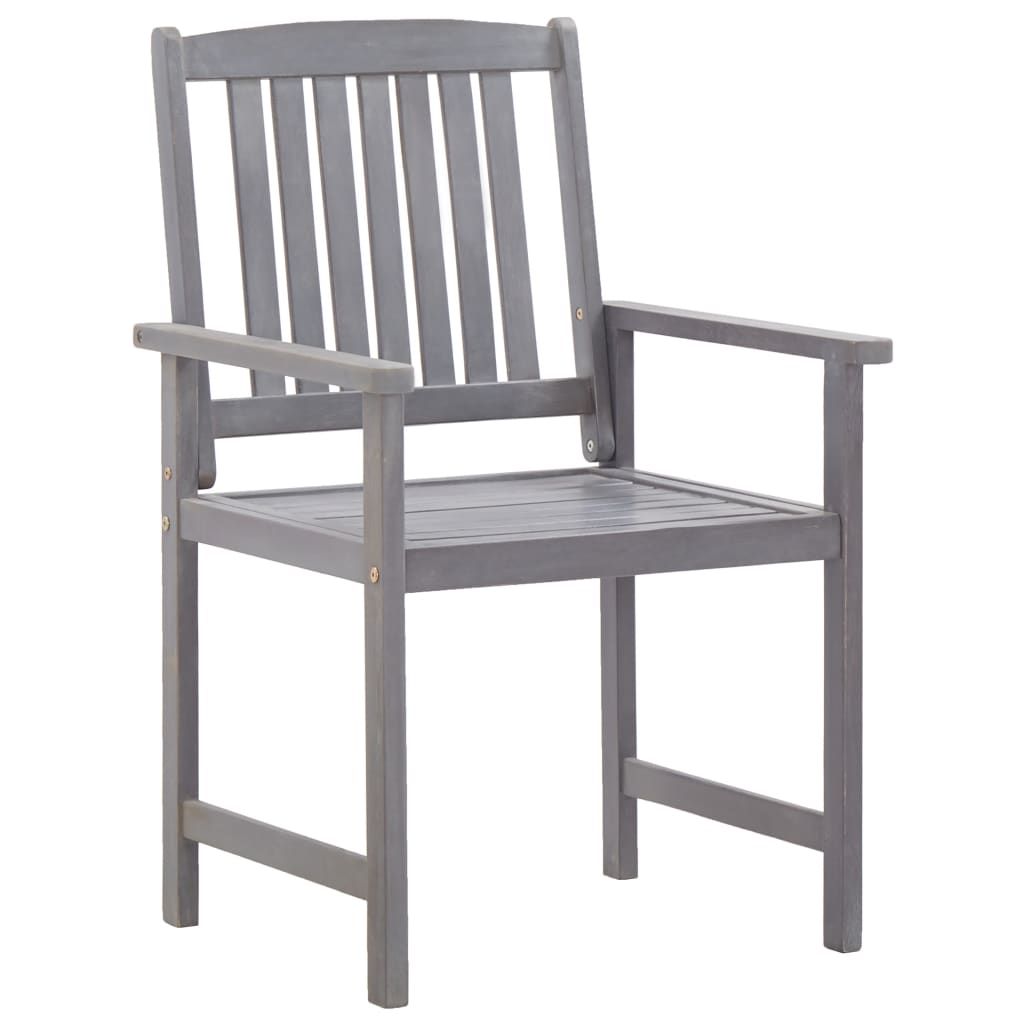 Set de comedor de jardín 5 piezas madera maciza de acacia gris