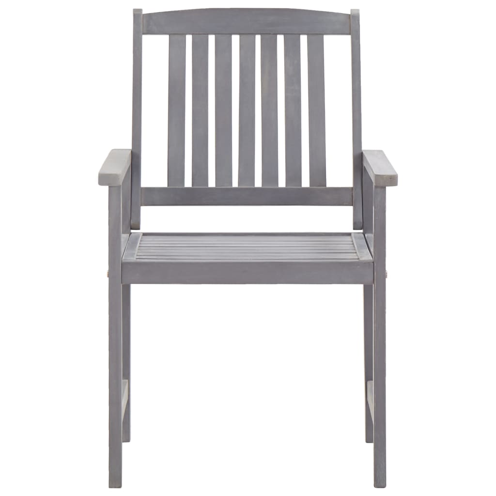 Set de comedor de jardín 5 piezas madera maciza de acacia gris