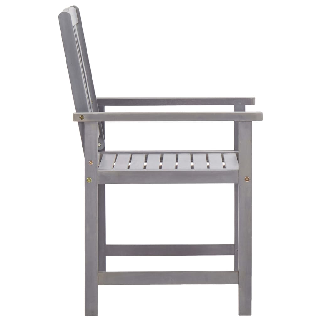 Set de comedor de jardín 5 piezas madera maciza de acacia gris