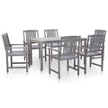 Set comedor jardín 7 pzas madera maciza acacia gris deslavado