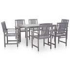 Set comedor jardín 7 pzas madera maciza acacia gris deslavado