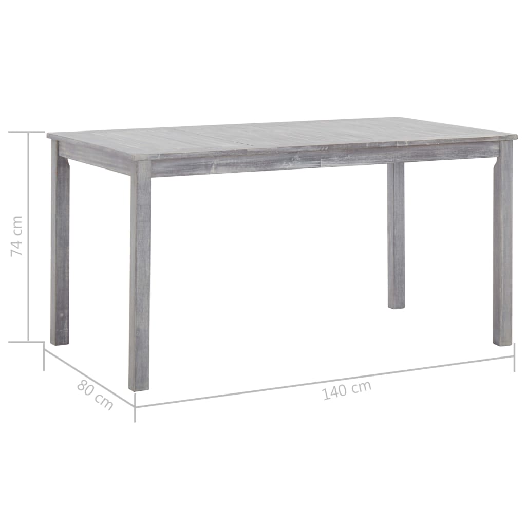 Set comedor jardín 7 pzas madera maciza acacia gris deslavado