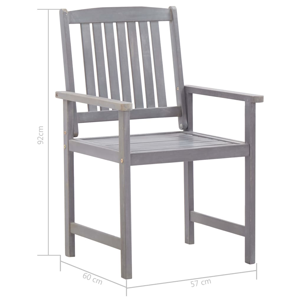 Set comedor jardín 7 pzas madera maciza acacia gris deslavado