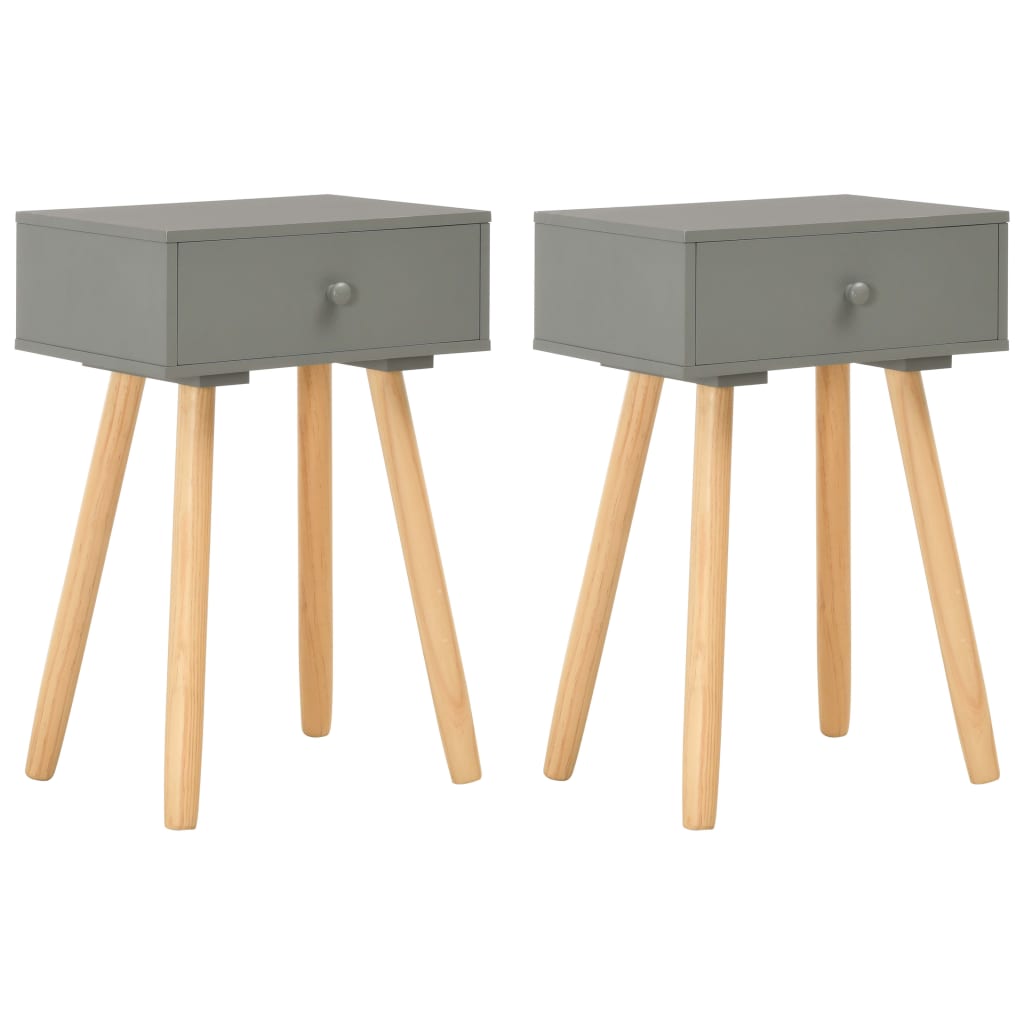 Mesitas de noche 2 uds madera maciza de pino blanco 40x30x61 cm