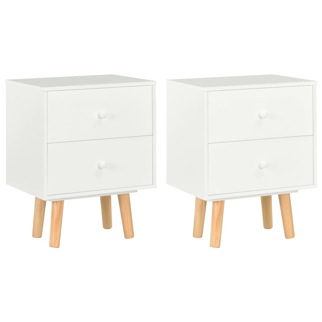 Mesitas de noche 2 uds madera maciza de pino blanco 40x30x50 cm
