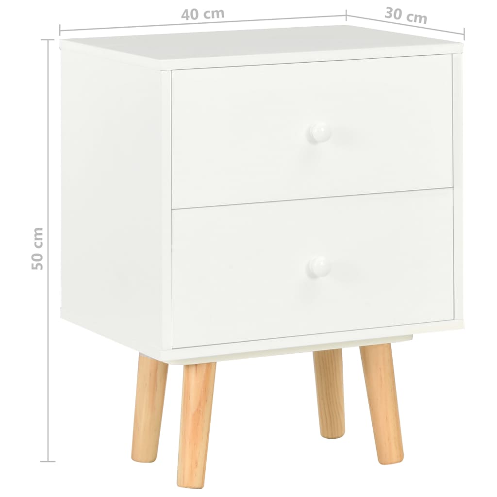 Mesitas de noche 2 uds madera maciza de pino blanco 40x30x50 cm