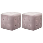 Puf 2 unidades cuero sintético blanco 30x30x30 cm