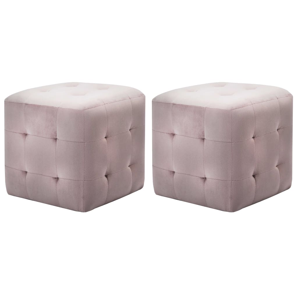 Puf 2 unidades cuero sintético blanco 30x30x30 cm