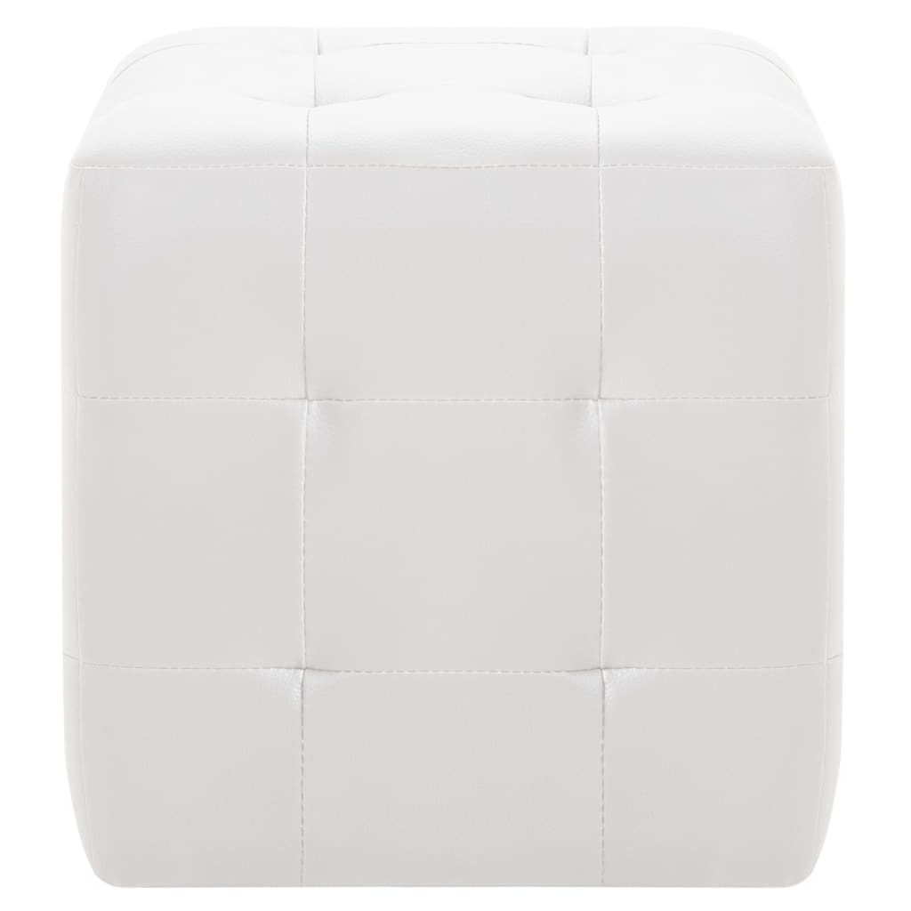Puf 2 unidades cuero sintético blanco 30x30x30 cm