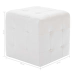 Puf 2 unidades cuero sintético blanco 30x30x30 cm