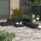 Set de sofás de jardín 8 piezas y cojines ratán sintético gris