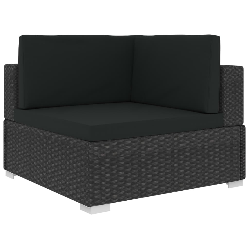 Set muebles de jardín 8 piezas y cojines ratán sintético negro