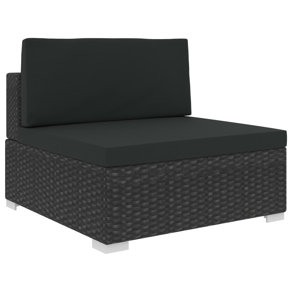 Set muebles de jardín 8 piezas y cojines ratán sintético negro