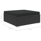 Set muebles de jardín 8 piezas y cojines ratán sintético negro