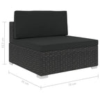 Set muebles de jardín 8 piezas y cojines ratán sintético negro