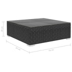 Set muebles de jardín 8 piezas y cojines ratán sintético negro