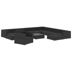 Set muebles de jardín y cojines 12 pzas ratán sintético negro