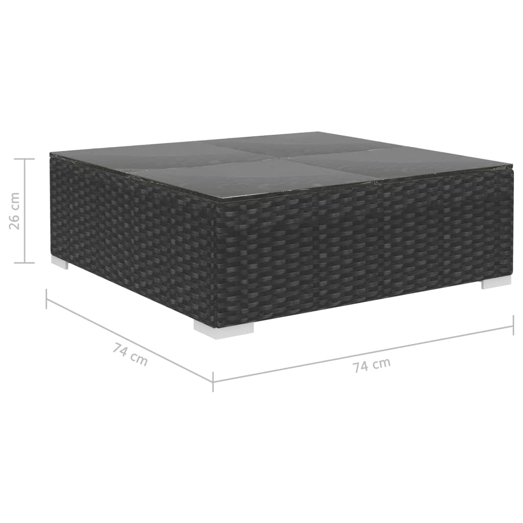 Set muebles de jardín y cojines 12 pzas ratán sintético negro