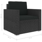 Set muebles de jardín y cojines 12 pzas ratán sintético negro