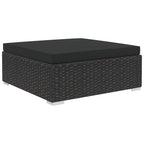 Set muebles de jardín y cojines 12 pzas ratán sintético negro