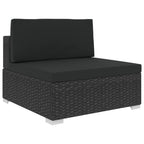 Set muebles de jardín y cojines 12 pzas ratán sintético negro