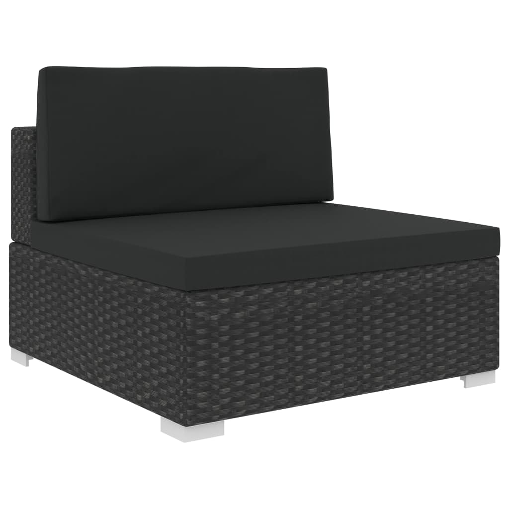 Set muebles de jardín y cojines 12 pzas ratán sintético negro