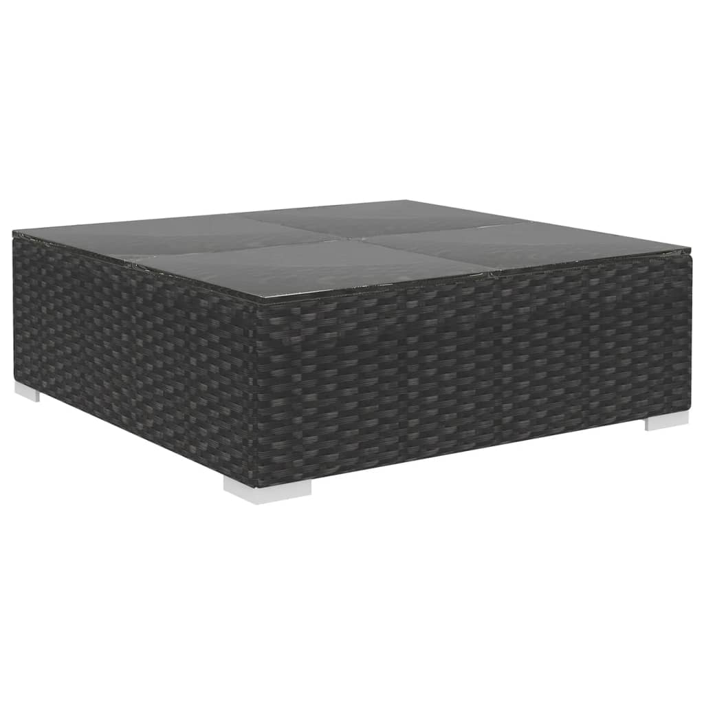 Set muebles de jardín y cojines 12 pzas ratán sintético negro