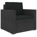 Set muebles de jardín y cojines 12 pzas ratán sintético negro
