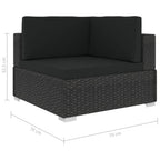 Set muebles de jardín y cojines 12 pzas ratán sintético negro