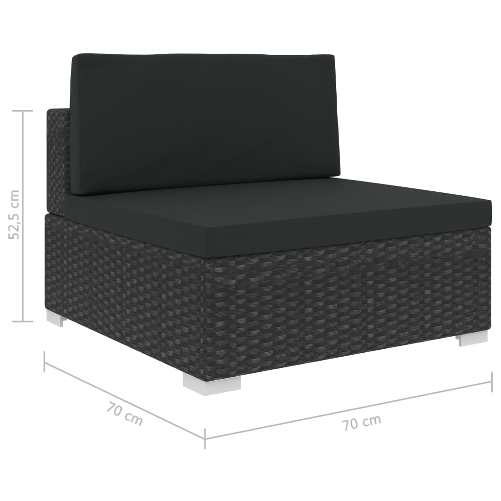 Set muebles de jardín y cojines 12 pzas ratán sintético negro