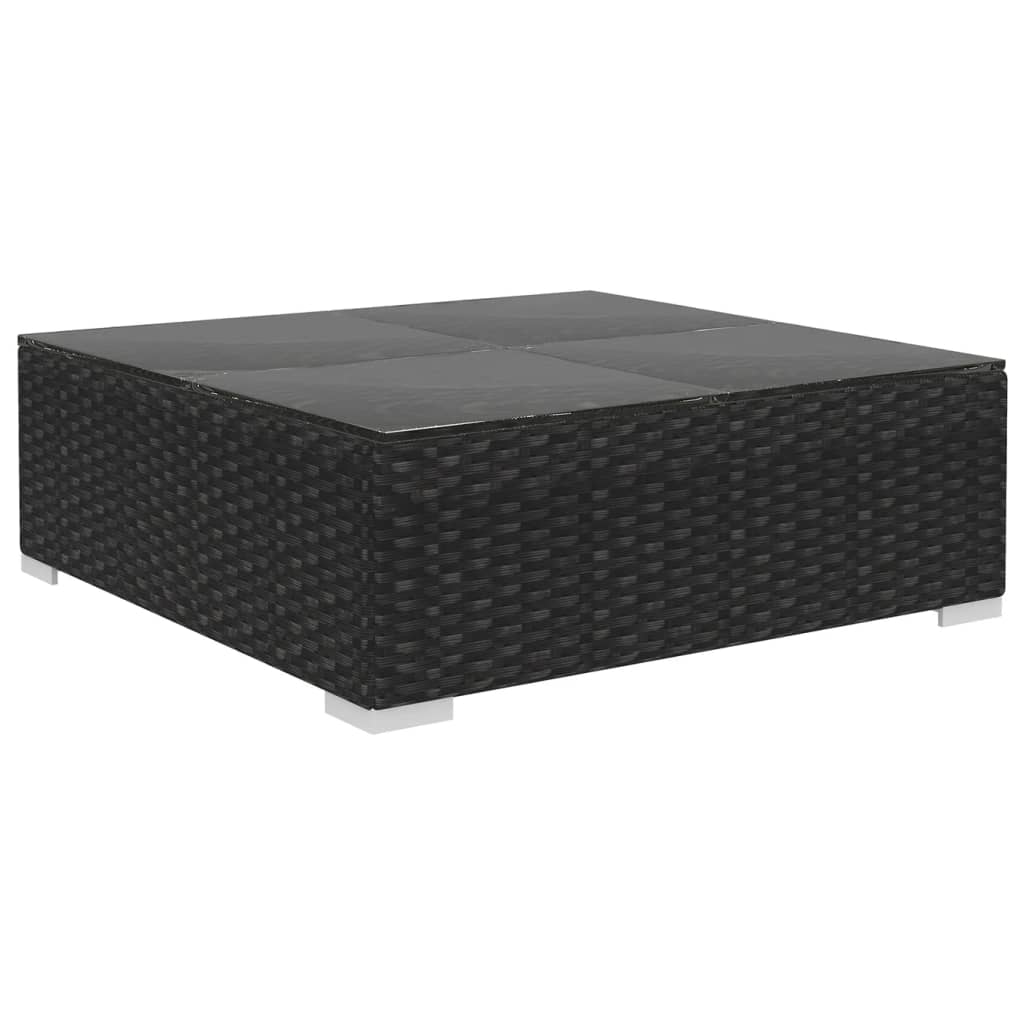 Set muebles de jardín 12 pzas y cojines ratán sintético negro