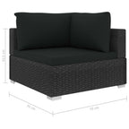 Set muebles de jardín 12 pzas y cojines ratán sintético negro