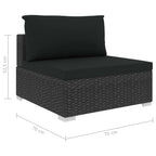 Set muebles de jardín 12 pzas y cojines ratán sintético negro