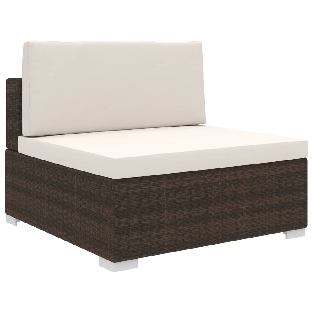 Asiento seccional central con cojines 1ud ratán sintético gris