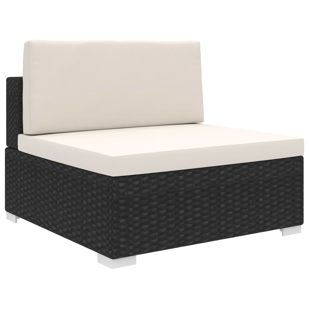 Asiento seccional central con cojines 1ud ratán sintético gris
