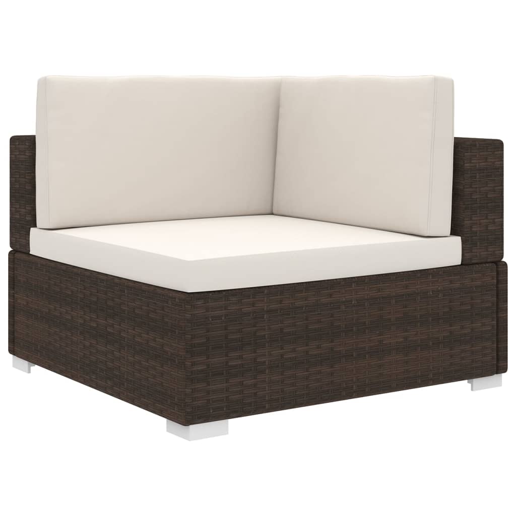 Asiento seccional de esquina con cojines 1 ud ratán PE gris