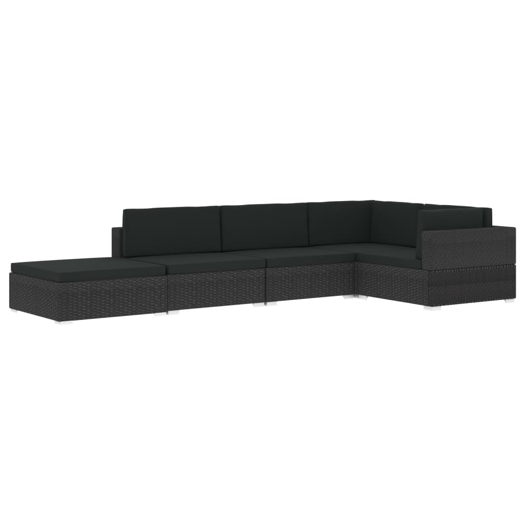 Asiento seccional de esquina con cojines 1 ud ratán PE gris