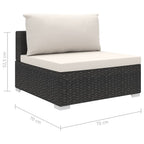 Set muebles de jardín 10 piezas y cojines ratán sintético negro