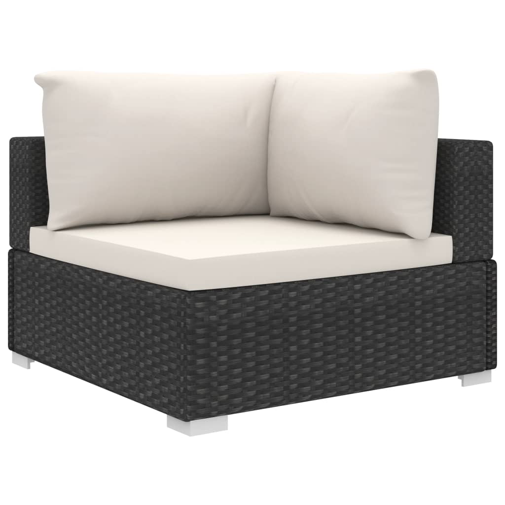 Set muebles de jardín 10 piezas y cojines ratán sintético negro