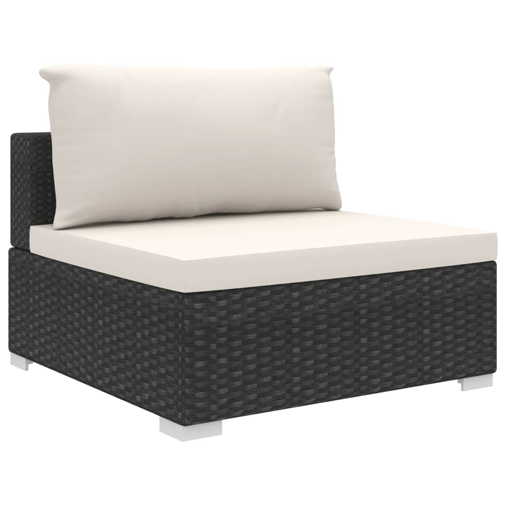 Set muebles de jardín 10 piezas y cojines ratán sintético negro