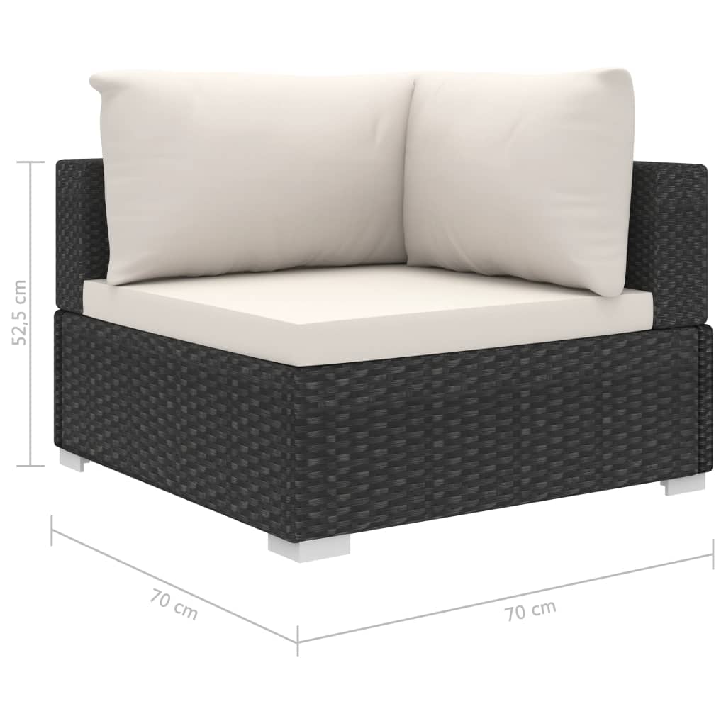 Set muebles de jardín 10 piezas y cojines ratán sintético negro