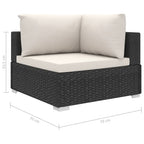 Set muebles de jardín 10 piezas y cojines ratán sintético negro