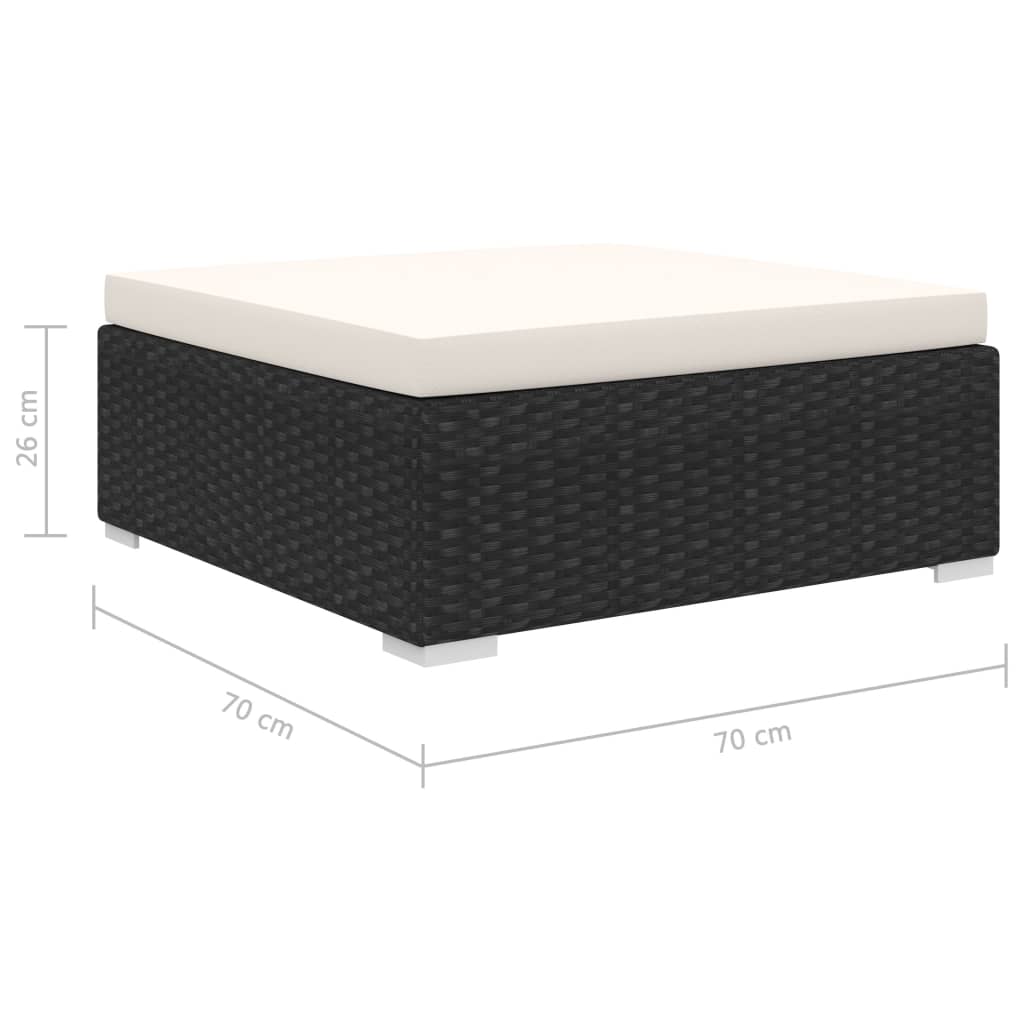 Set muebles de jardín 10 piezas y cojines ratán sintético negro
