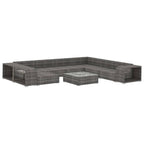Set de muebles de jardín 10 pzas y cojines ratán sintético gris
