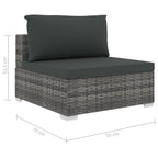 Set de muebles de jardín 10 pzas y cojines ratán sintético gris