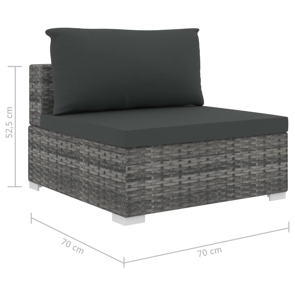 Set de muebles de jardín 10 pzas y cojines ratán sintético gris