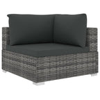 Set de muebles de jardín 10 pzas y cojines ratán sintético gris