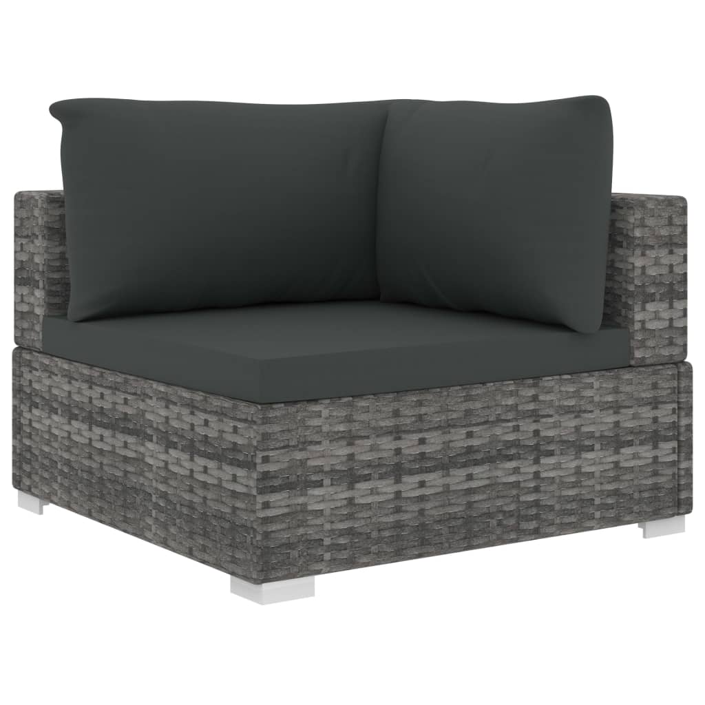 Set de muebles de jardín 10 pzas y cojines ratán sintético gris